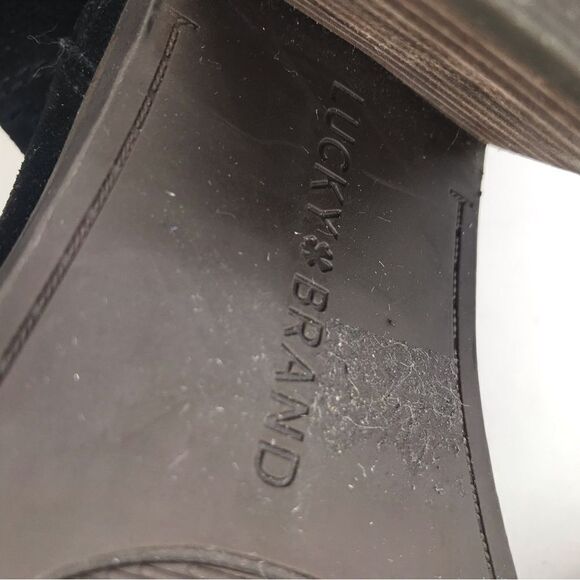 Lucky Brand RAMSES Black Suede Leather Laser Cut PointedToe Zipper Ankle Boots - Picture 15 of 16